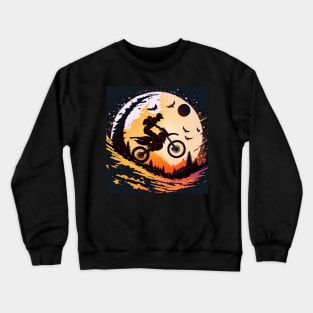 Dirt bike stunt w/moon orange Crewneck Sweatshirt